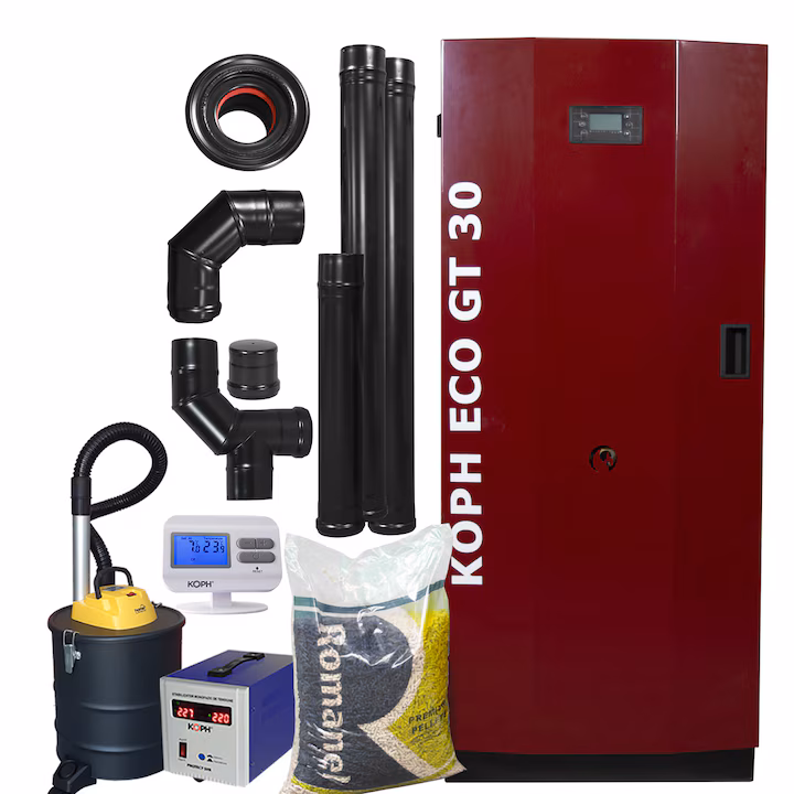 Pachet centrala termica pe peleti KOPH GT 25 25 kw echipata complet Pachet centrala termica pe peleti KOPH GT 25, 25 kw, echipata complet